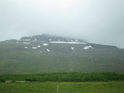 Snow over a mountainous pass, Iceland