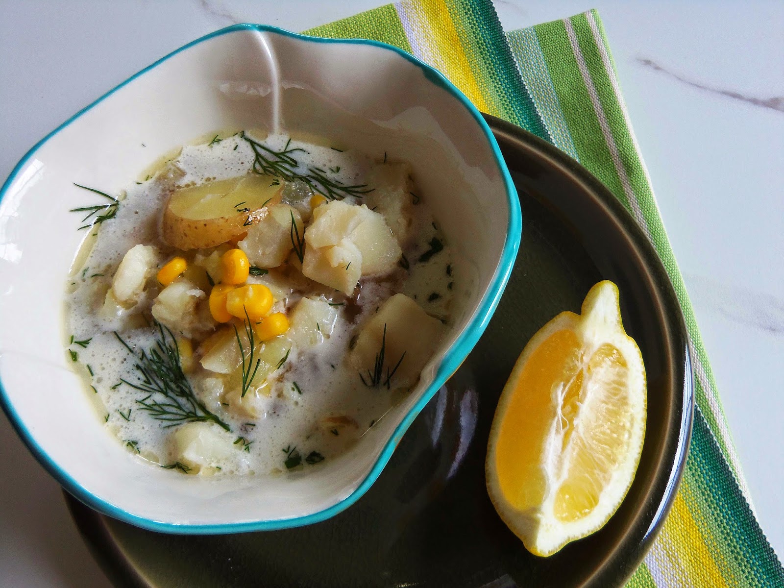 Simply Romanesco Fish Soup with Fennel and Baby Potatoes