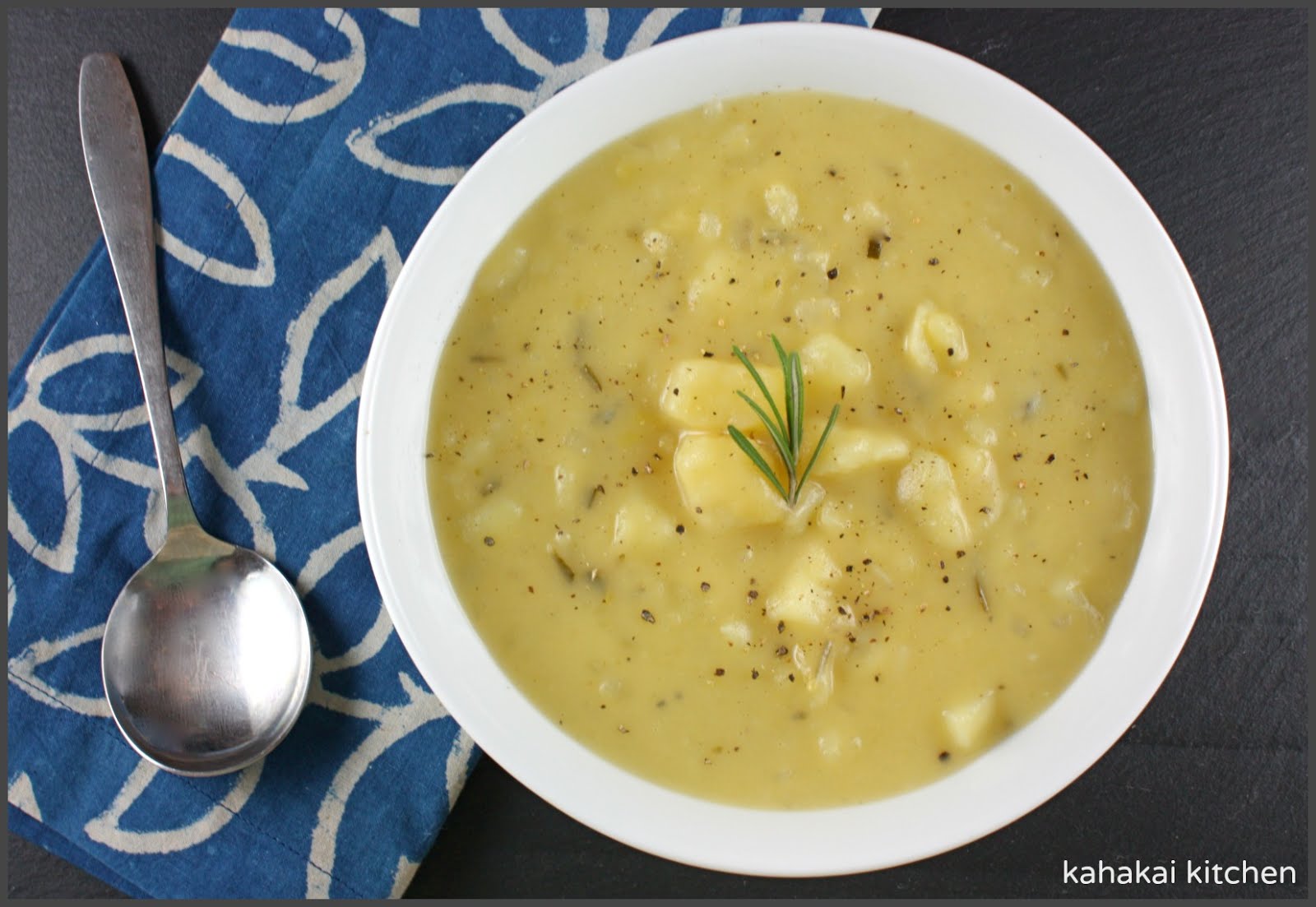 Kahakai Kitchen Rosemary PotatoLeek Soup Comfort on a "Cold" Night