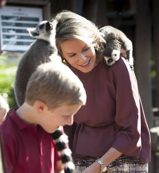 Queen Mathilde and King Philippe of Belgium with their children, Crown Princess Elisabeth, Prince Gabriel and Prince Emmanuel  visited animal park at the Pairi Daiza