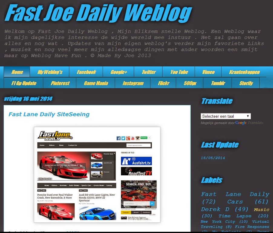 Fast Joe Daily Weblog