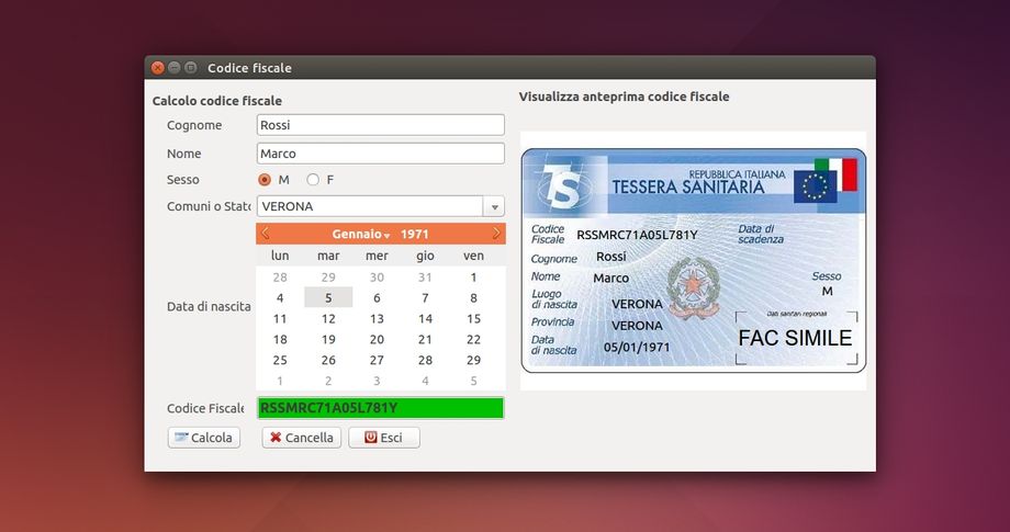 Codice Fiscale in Ubuntu