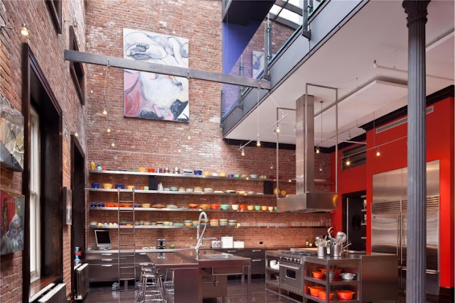Photo of huge modern kitchen interiors in the Tribeca triplex