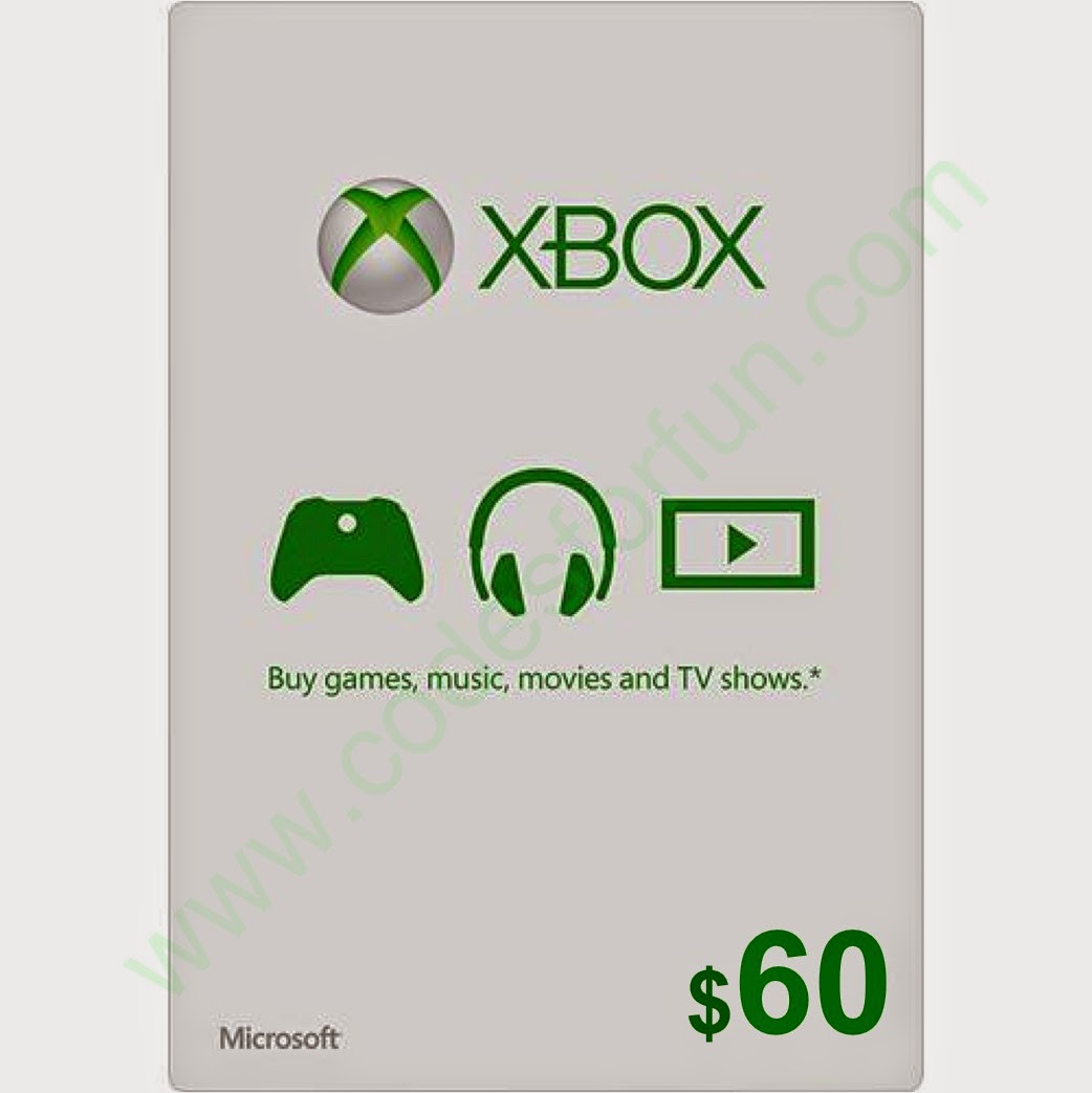 Cartão Microsoft Xbox EUA no valor 60 dólares