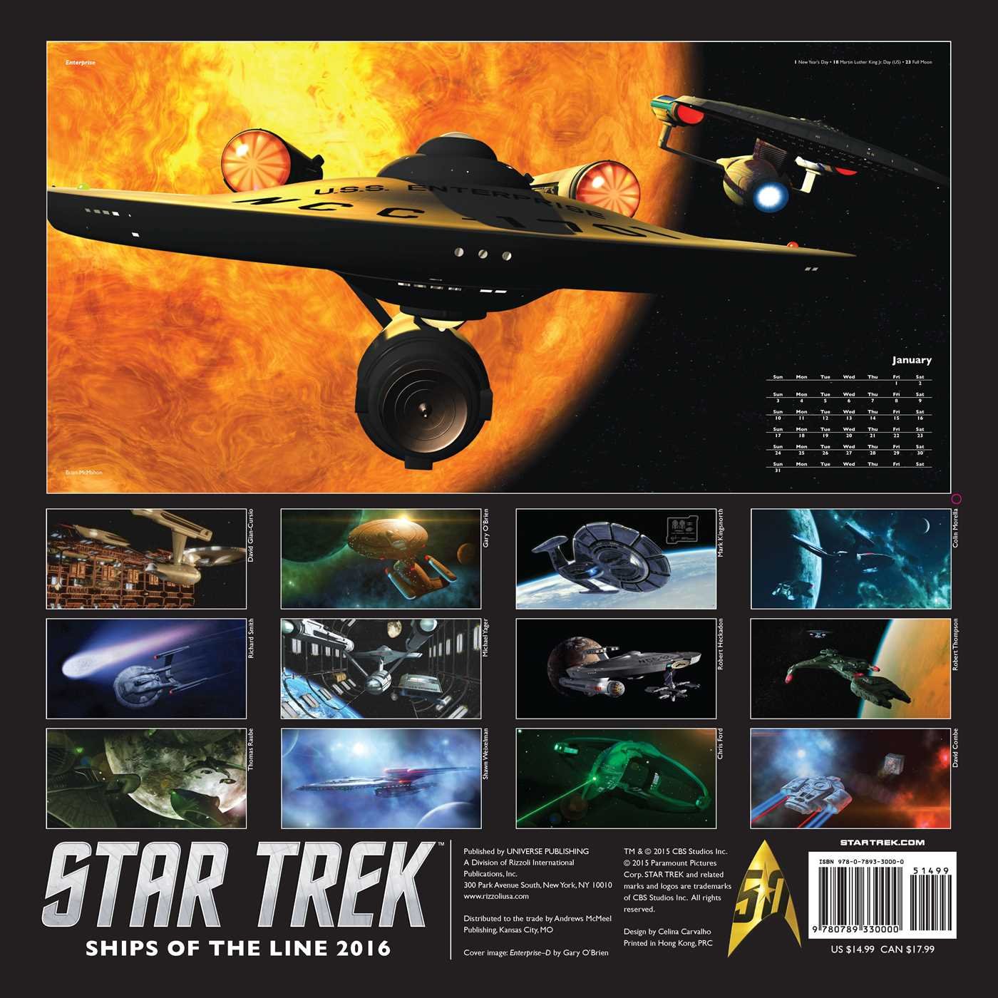 Star Trek 2016 Ships of the Line Calendar All artwork revealed