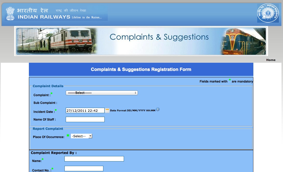 Indian Railways' Passengers Can Make Complaints