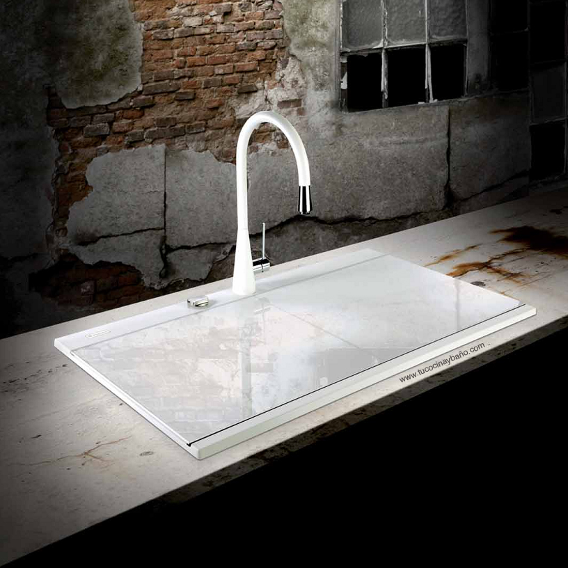 fregadero granito tapa cristal | tu Cocina y Baño