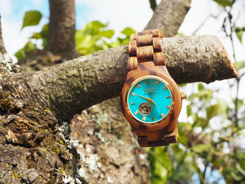 Jord Wood Watch Cora Zebrawood and Turquoise