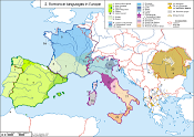 Mapa de las lenguas romance en Europa