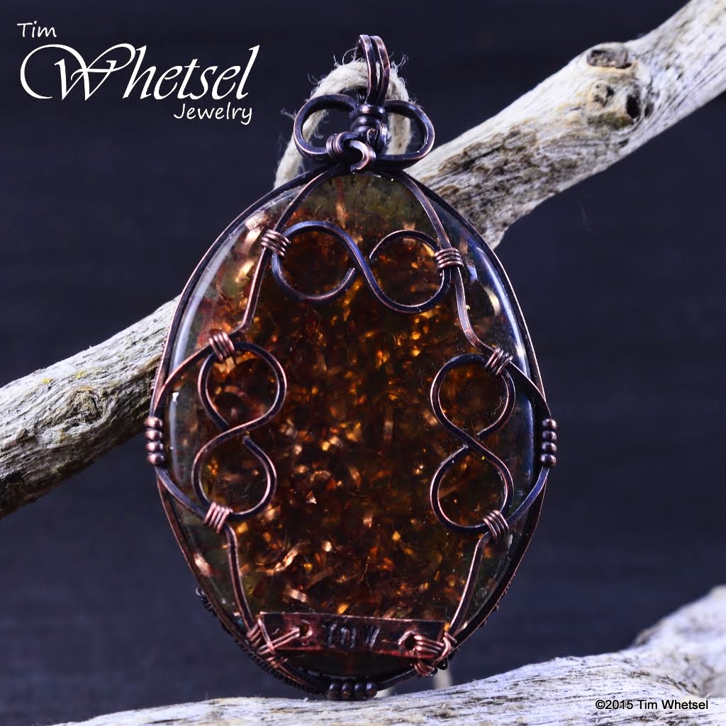 Back side of the wire wrapped tree of life orgonite pendant. Handmade. -  ©2015 Tim Whetsel Jewelry