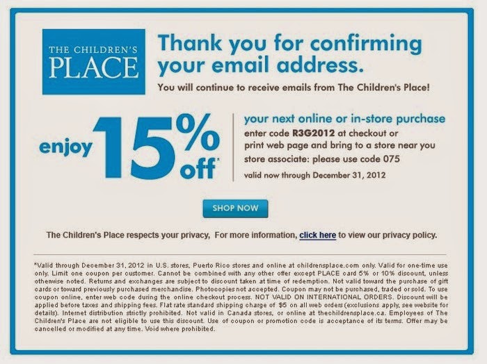 Printable Coupons Childrens Place Coupons