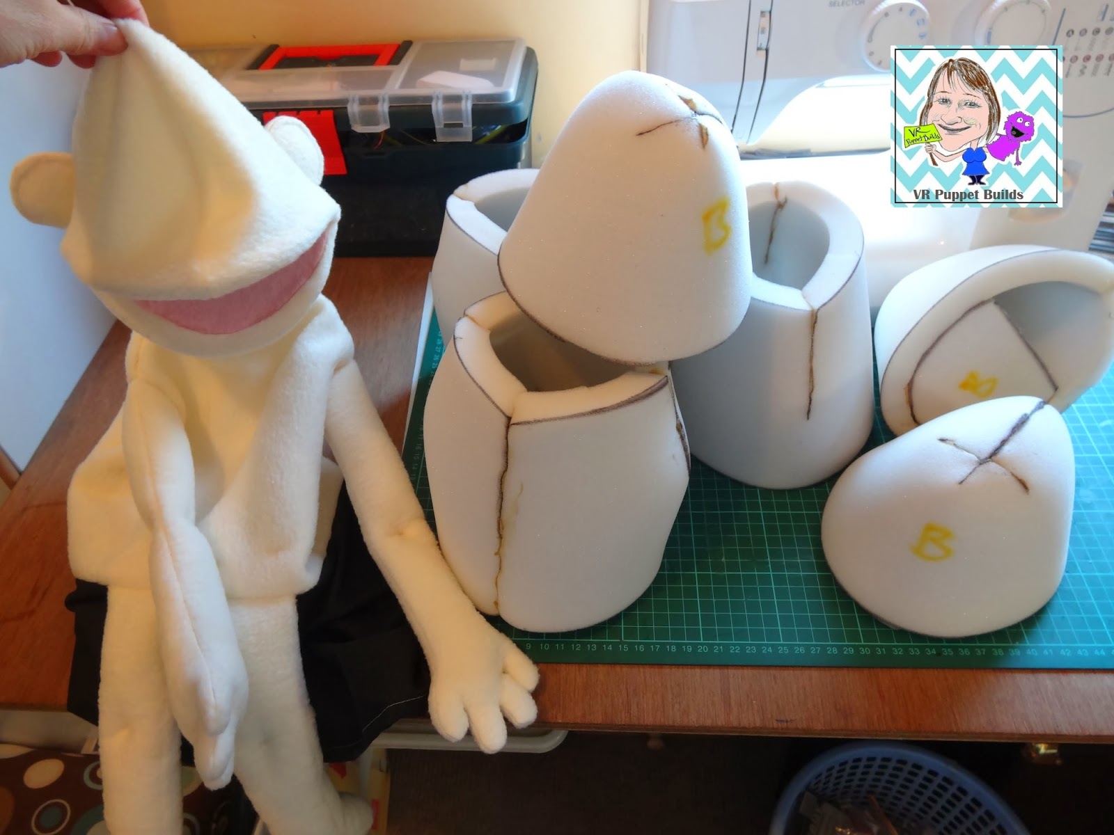 VR Puppet Builds sewing on the head and gluing the foam for the Baby