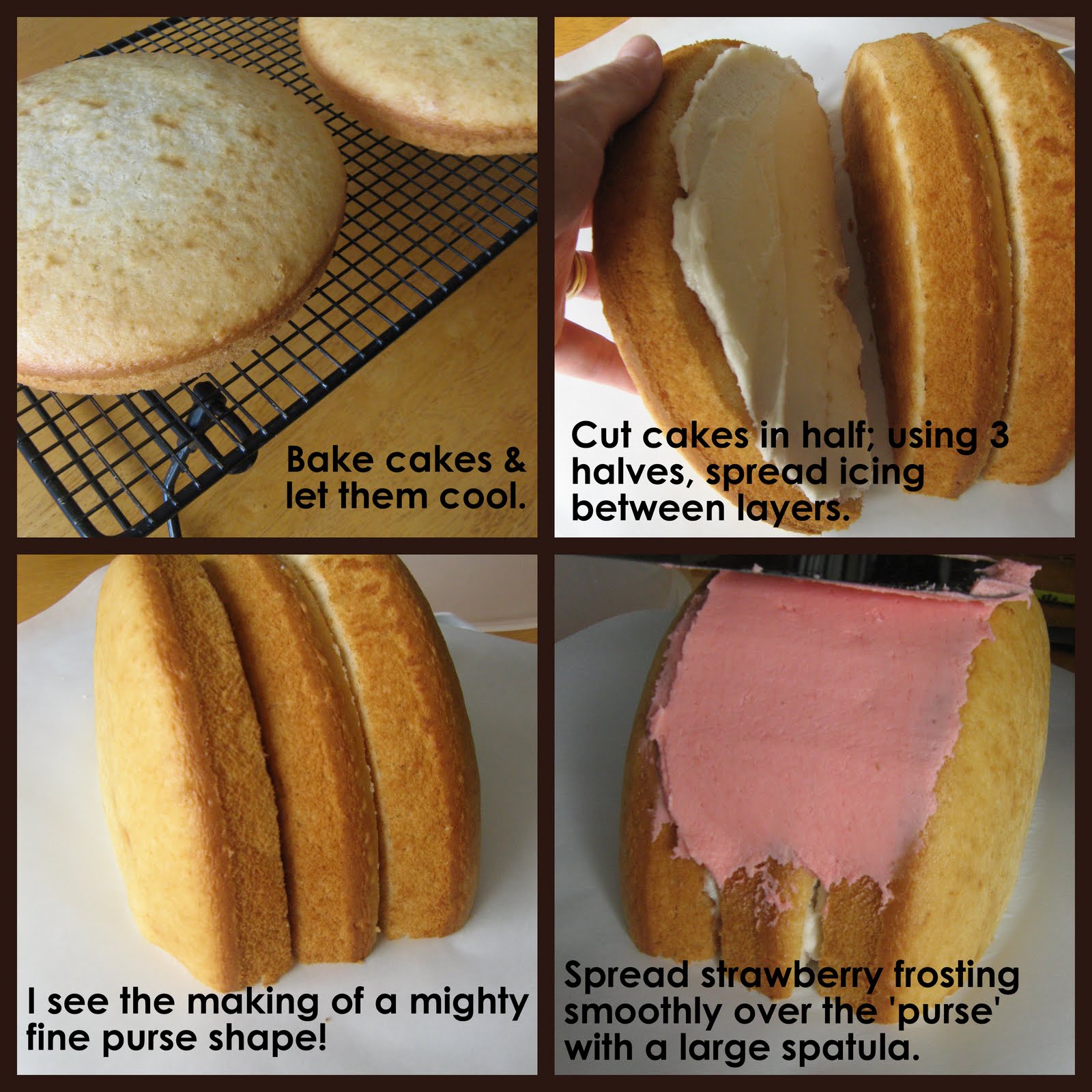 The Baking Bookworm Purse Cake with Faux Strawberry Frosting