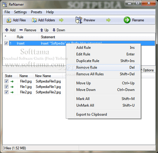 Screenshot software ReNamer 5.60+ Beta 15 5.60