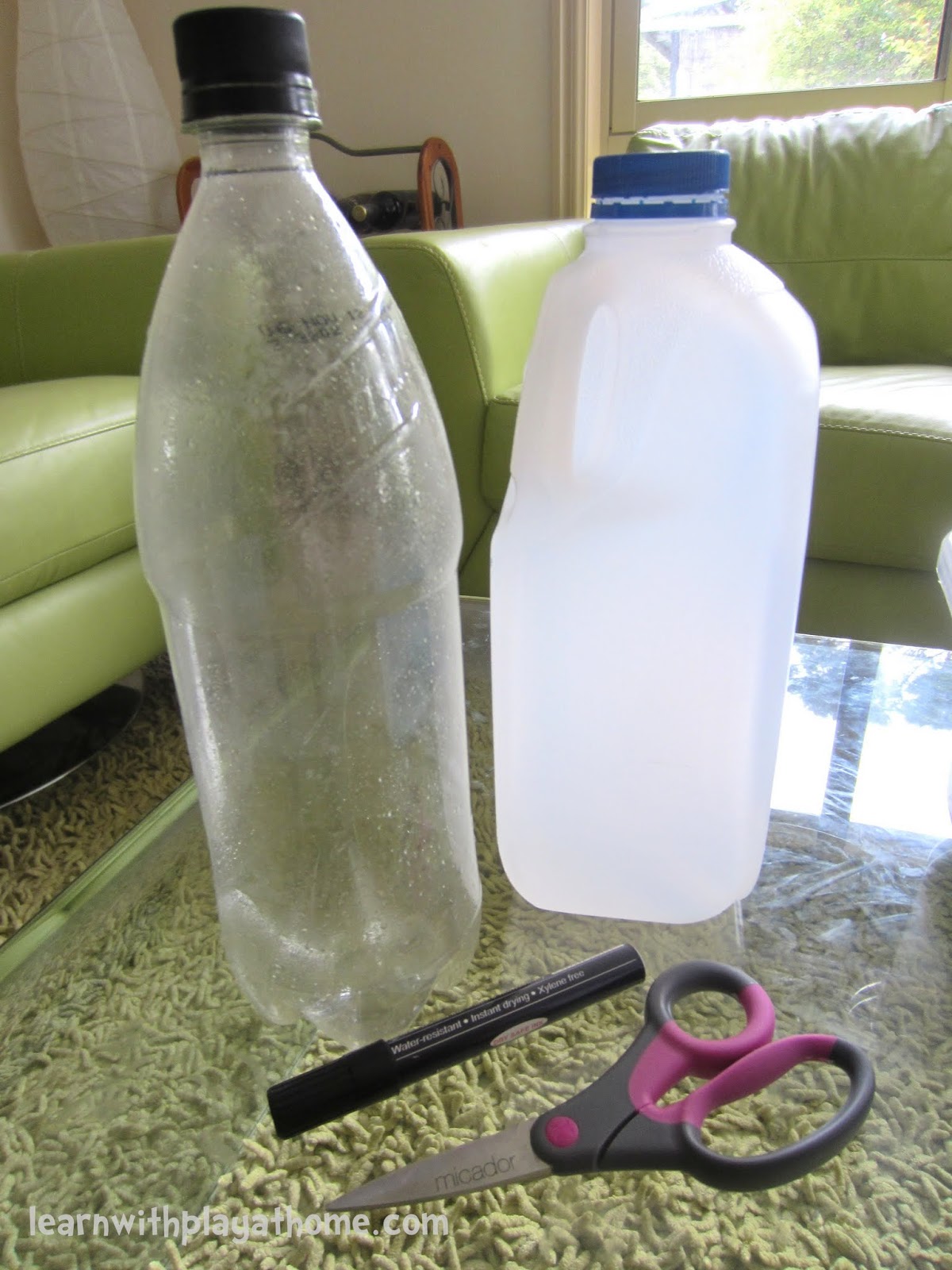 Learn with Play at Home Measuring Activity with Plastic Bottle Tools