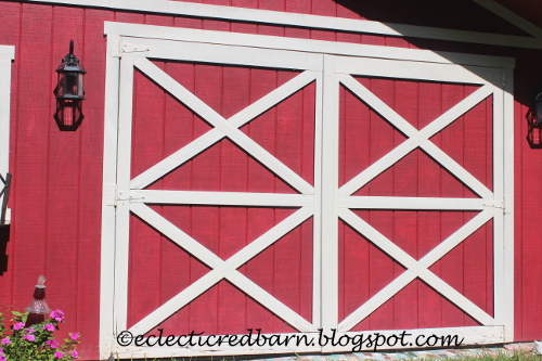 Eclectic Red Barn: Black lights on the barn