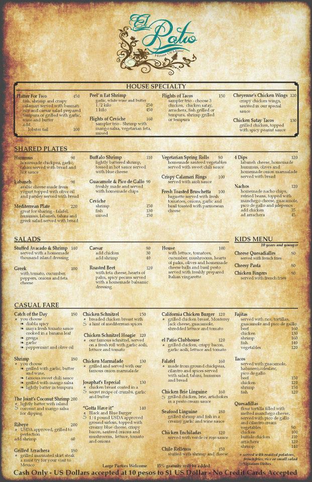 Isla Mujeres Delivery & Menus El Patio 4pm11pm Every Day