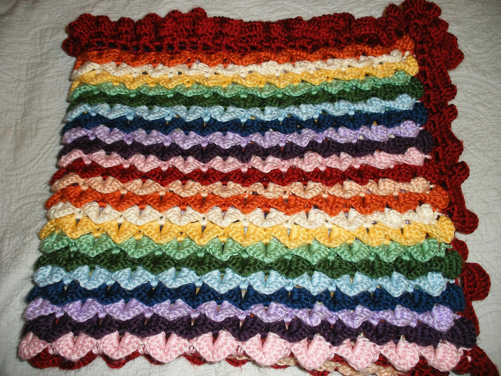 Paper Ponies Crocheted Crocodile Stitch Rainbow Baby Blanket