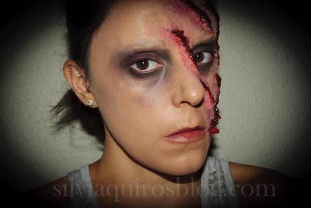 Maquillaje Halloween 11: Arañazo en la cara, Halloween Make-up 11: Scratched face , efectos especiales, special effects, Silvia Quirós