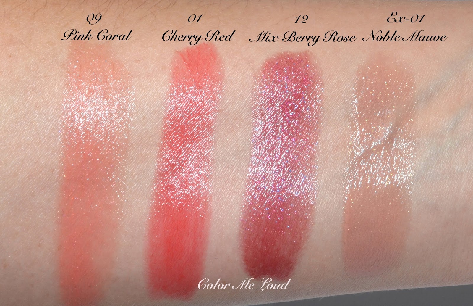 RMK Irresistible Glow Lips Lipsticks 01 Cherry Red, 09 Pink Coral, 12