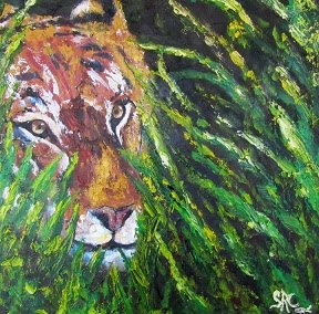 "Tiger in the Grass" SOLD! Prints available at Sandra-Cutrer.artistwebistes.com