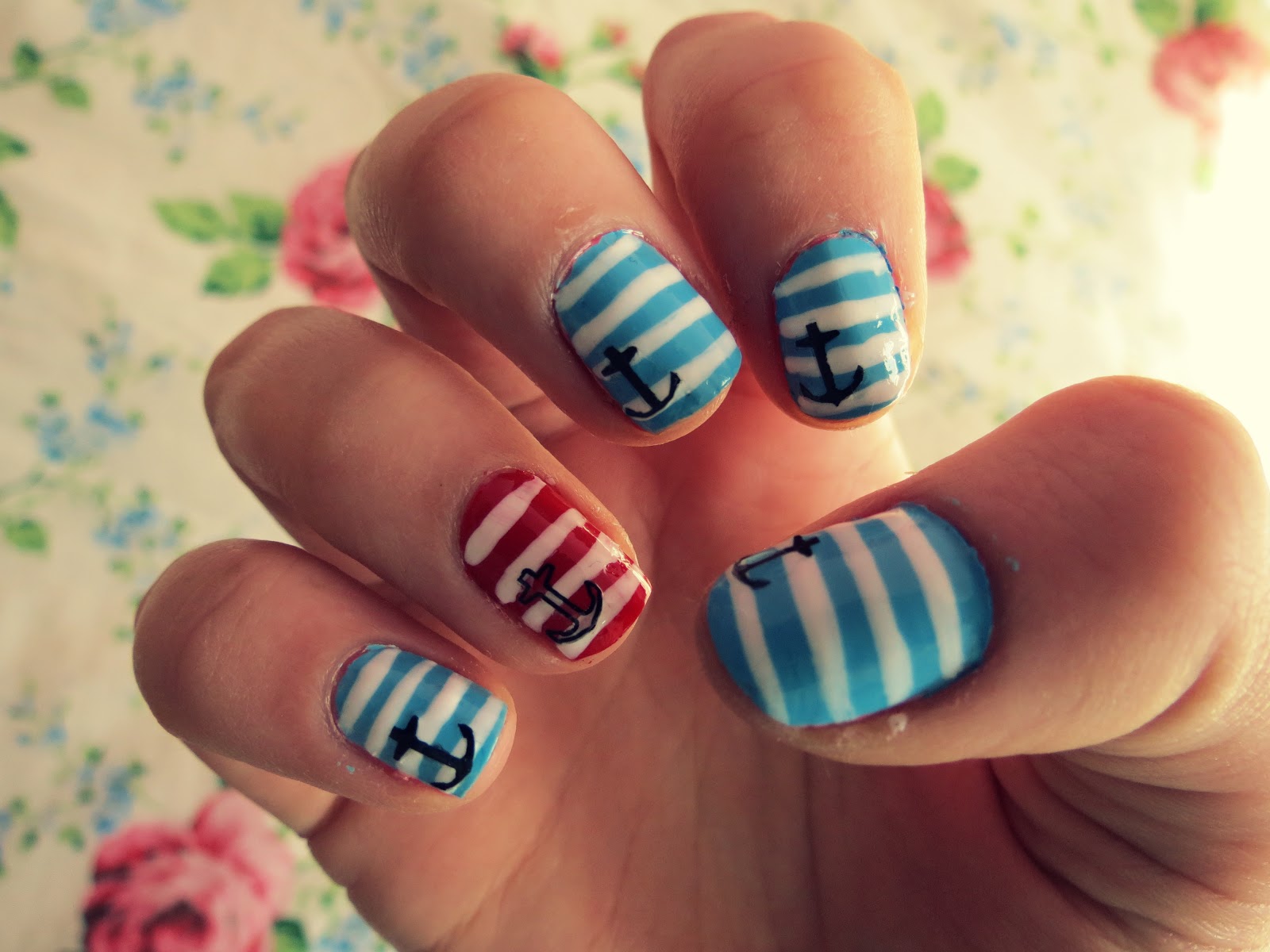 10. Light Blue and White Striped Nails for a Nautical Theme - wide 5