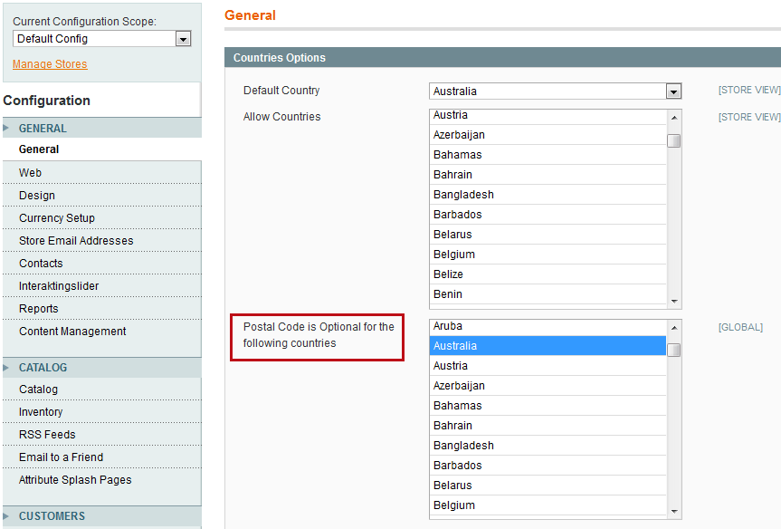 What are some postal codes for different countries?