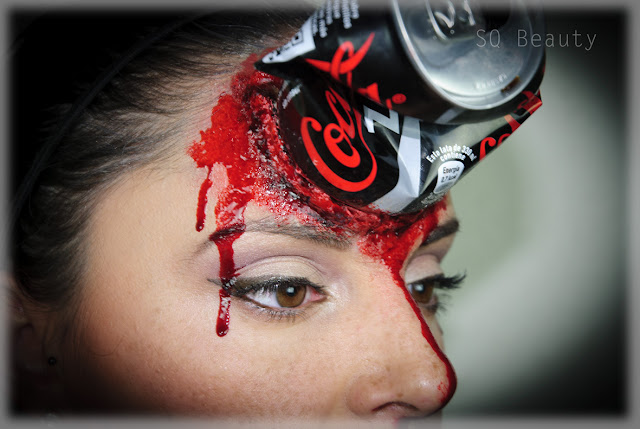 Maquillaje efectos especiales: Lata incrustada en la frente, Special effects makeup: Can encrusted on the forehead  Halloween Silvia Quirós