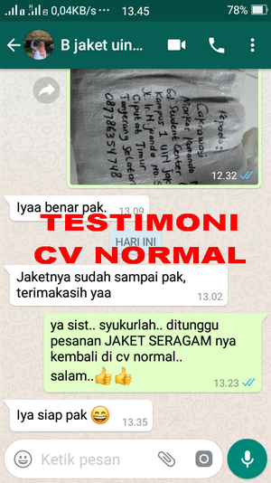 TESTIMONI PEMBELI JAKET SERAGAM SPORT CV NORMAL