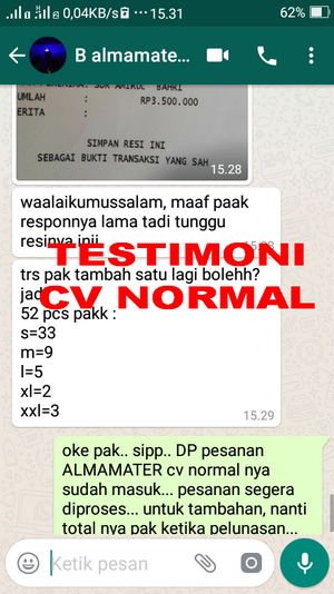 TESTIMONI PEMBELI JAS ALMAMATER CV NORMAL