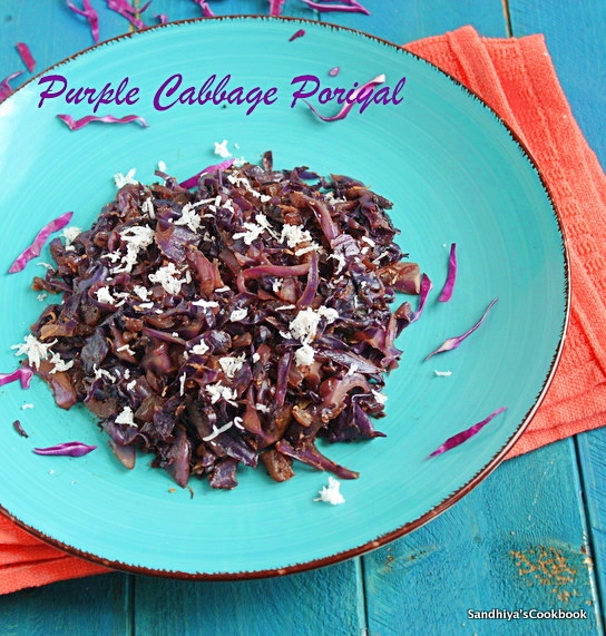 Sandhiya's Cookbook Purple Cabbage Stir Fry Purple Cabbage Poriyal