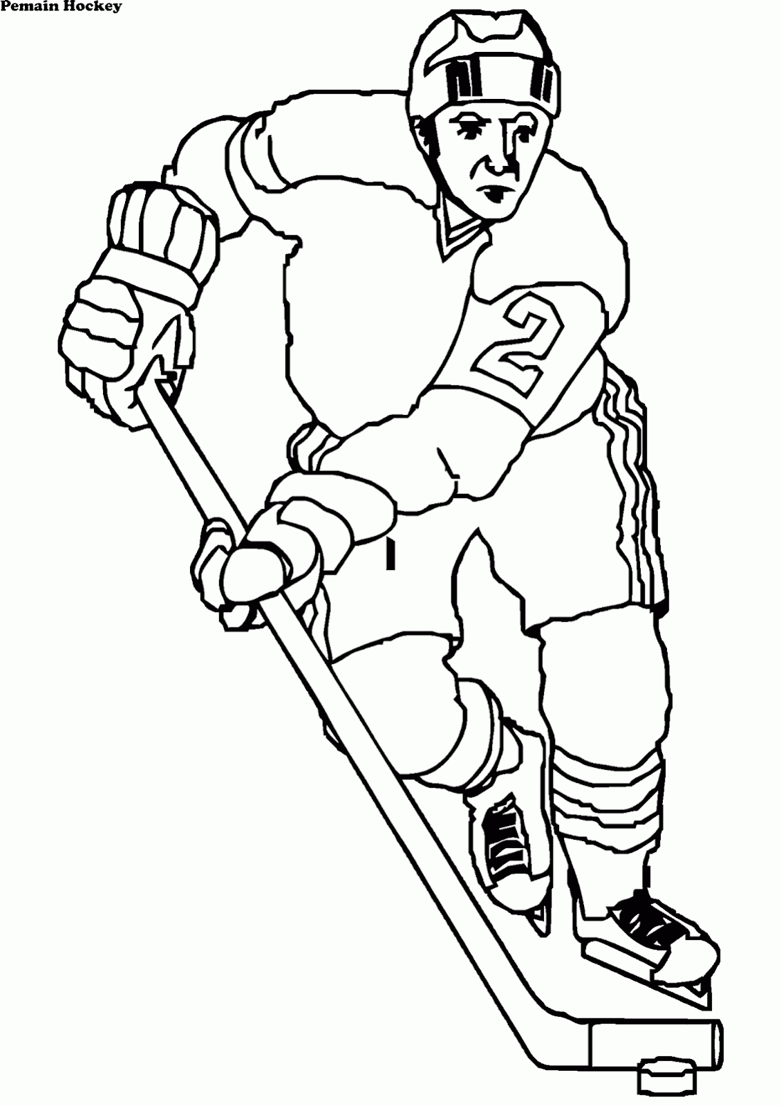 Mewarnai Gambar Olahraga Pemain Hoki Es (Ice Hockey) Contoh Anak PAUD