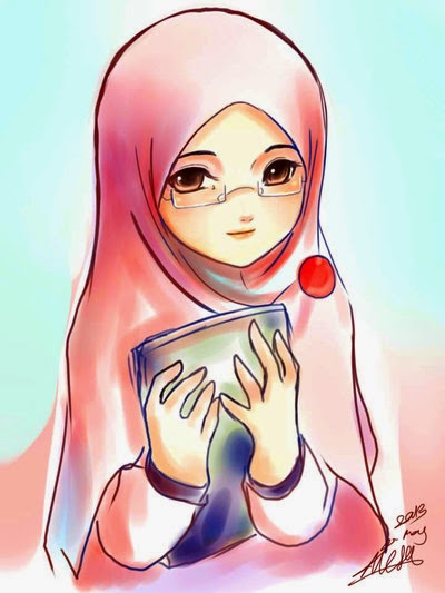 Gambar Animasi Cewek Berjilbab Muslimah Galau - kata seorang gadis