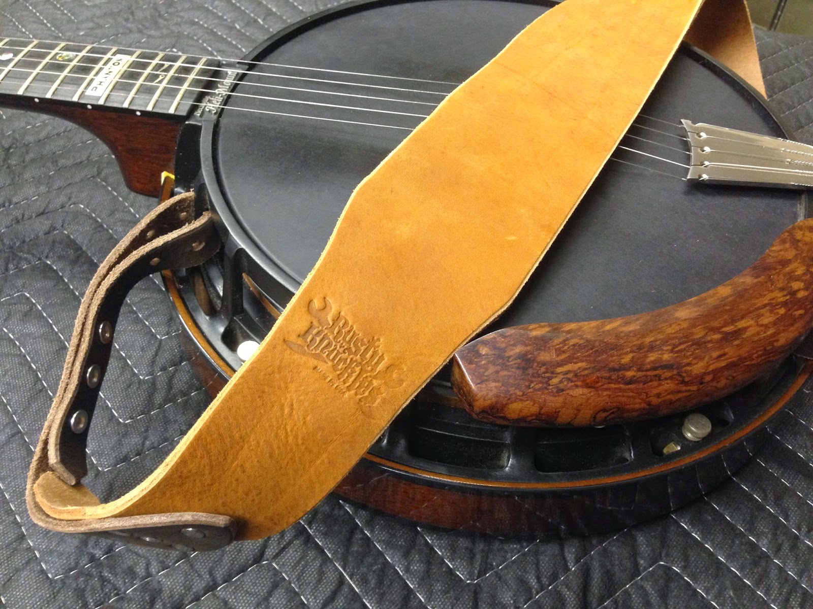 Two Tone Brown Leather Banjo Strap - Rusty Knuckles