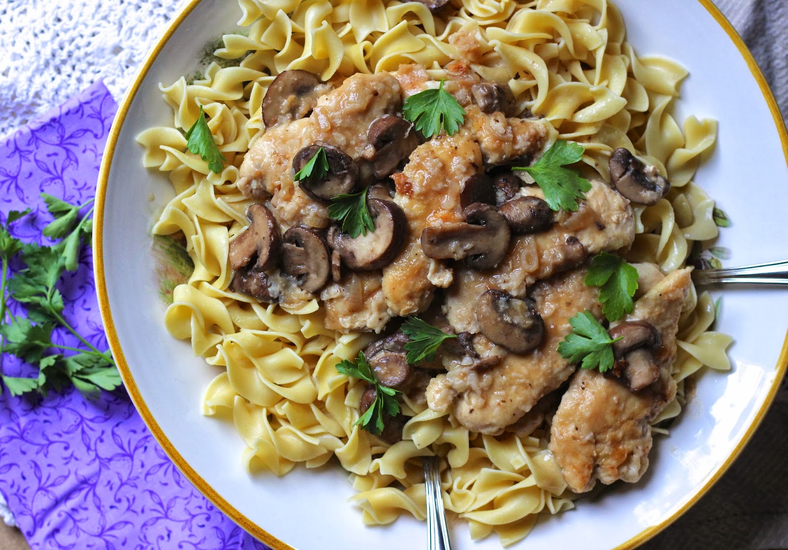 ValSoCal Chicken Marsala with Egg Noodles