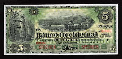 Salvador $ 5 Pesos banknote