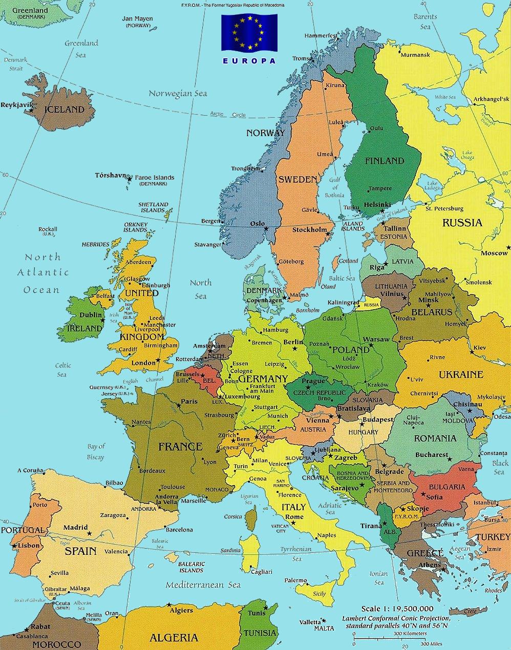 europe travel mapp: Map of Europe Countries