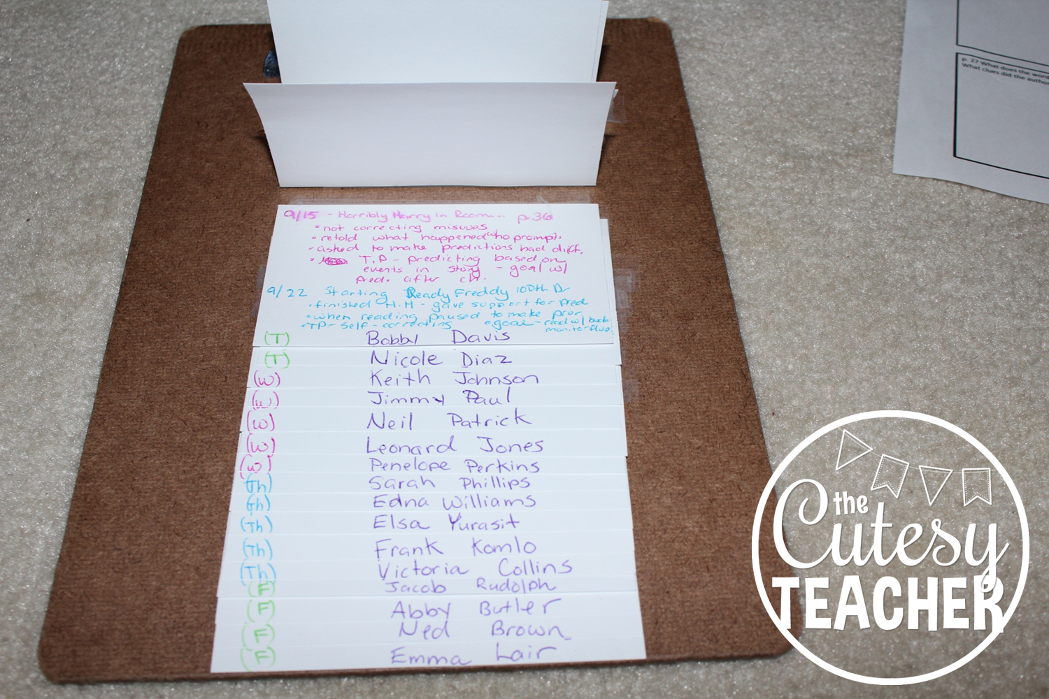 The Cutesy Teacher Back 2 School Assessment