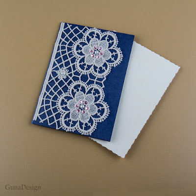 gunadesign guna andersone Vintage stile greeting card with lace