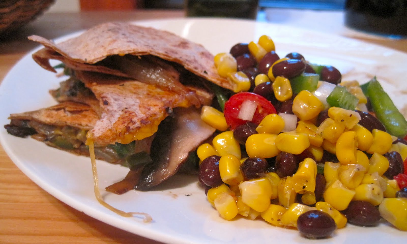 Kvell in the Kitchen SpinachPortobello Quesadillas with Corn Salsa