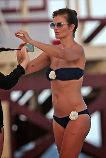 Helena Christensen navy bikini Miami 