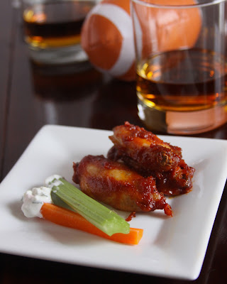 bourbon wings with blue cheese sauce