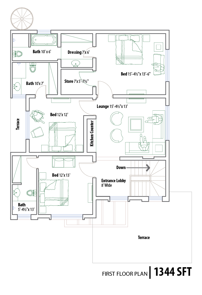 3 Bedroom Apartment House Plans