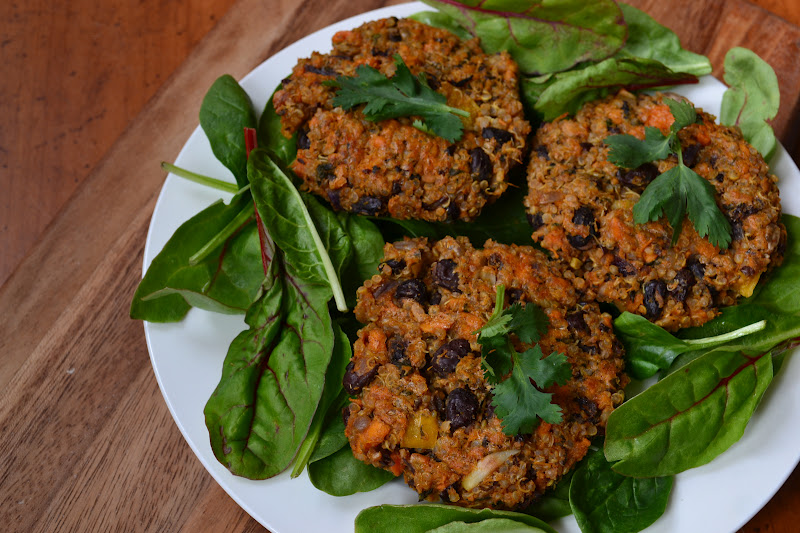 Nourish The Roots Sweet Potato, Black Bean, and Quinoa Burgers