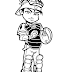 Desenhos - Menino Usando Uniforme de Baseball - Colorir e Pintar