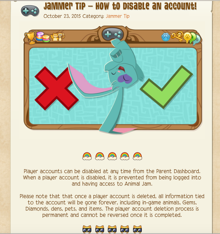 how to delete an animal jam account