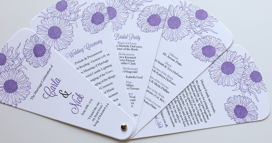 Blush Paperie Purple Sunflower Wedding Program Fans