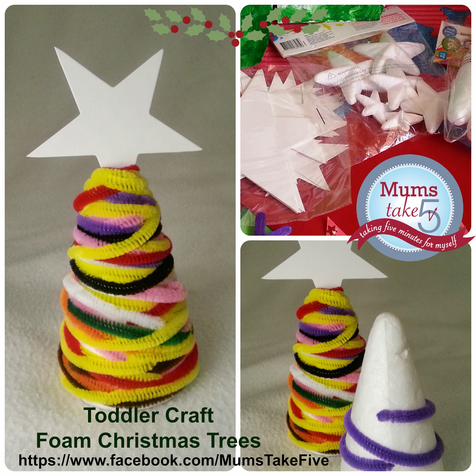 Mums Take Five Christmas Foam Trees Easy Toddler Craft