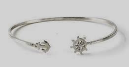 Dogeared anchor and ship wheel cuff