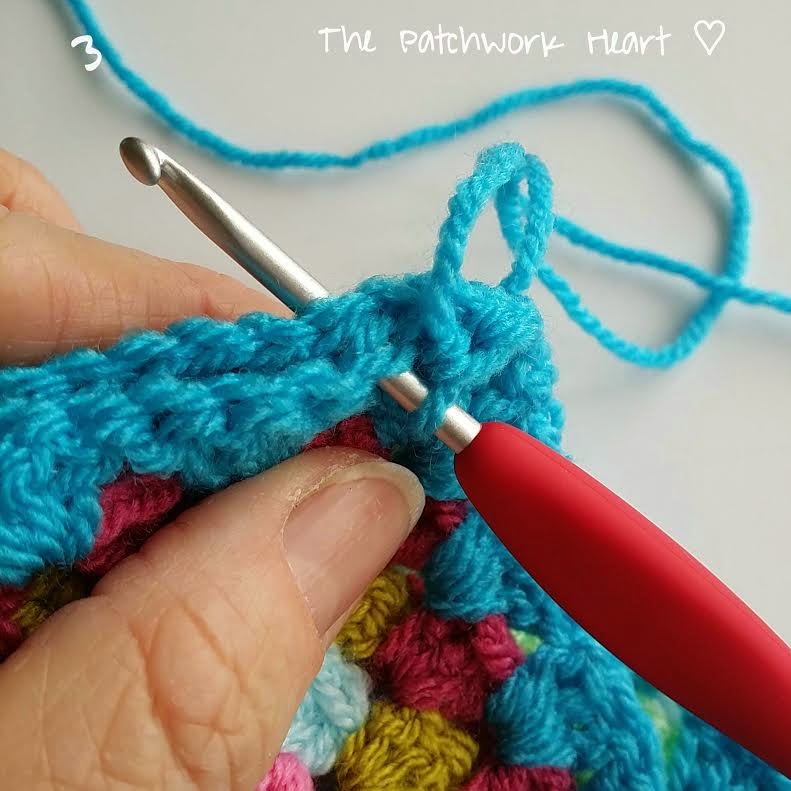 The Patchwork Heart Joining Squares Method 2 Crochet together from
